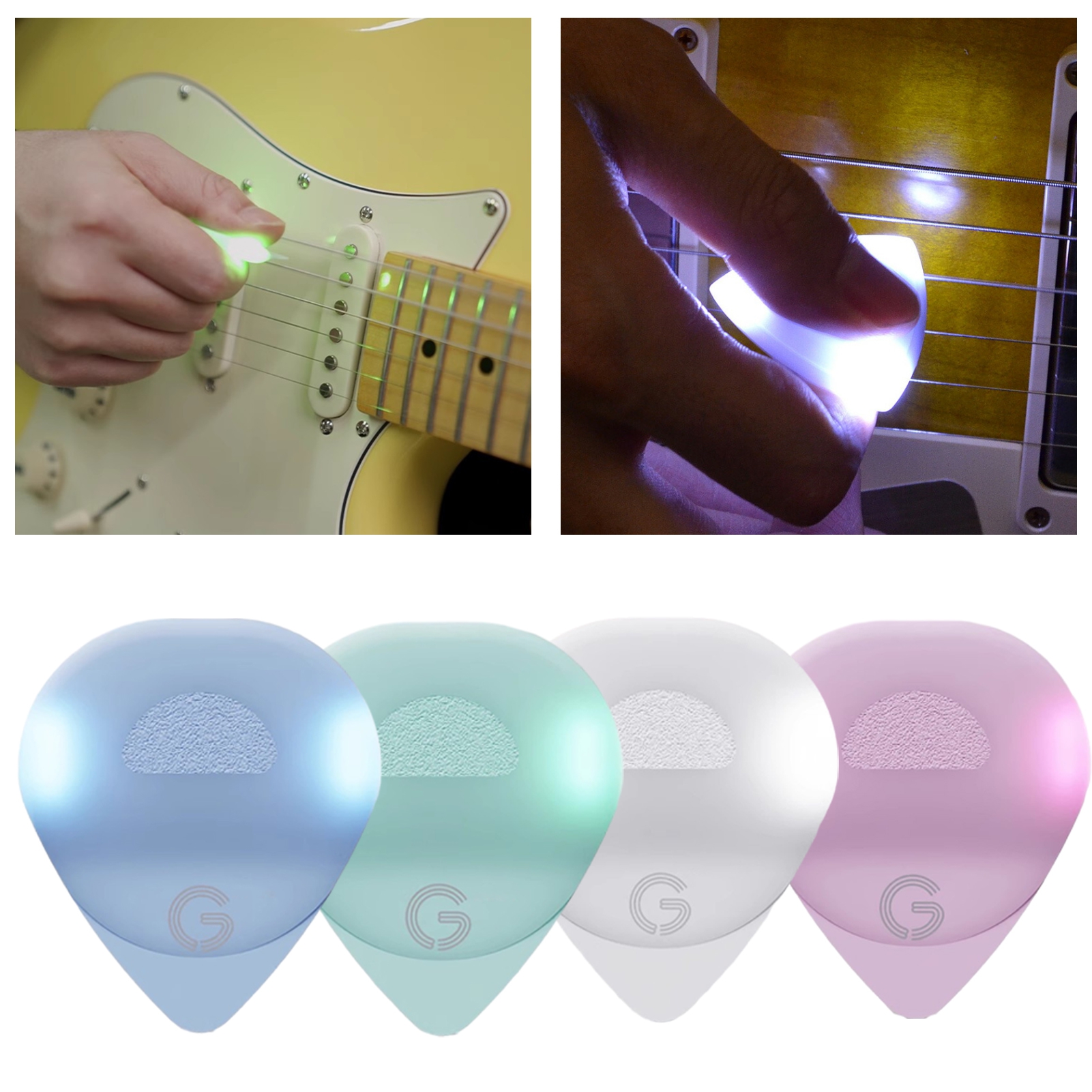 Tnobhg Light Up Guitar Pick 0.58/1.0MM Thickness LED Luminous Beat Pick Ukulele Acoustic Folk Guitar Electric Glowing Plectrum Guitar Accessories Guitarist Gifts